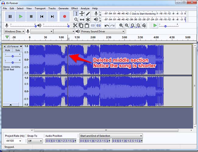 Audacity Deleted Middle Section