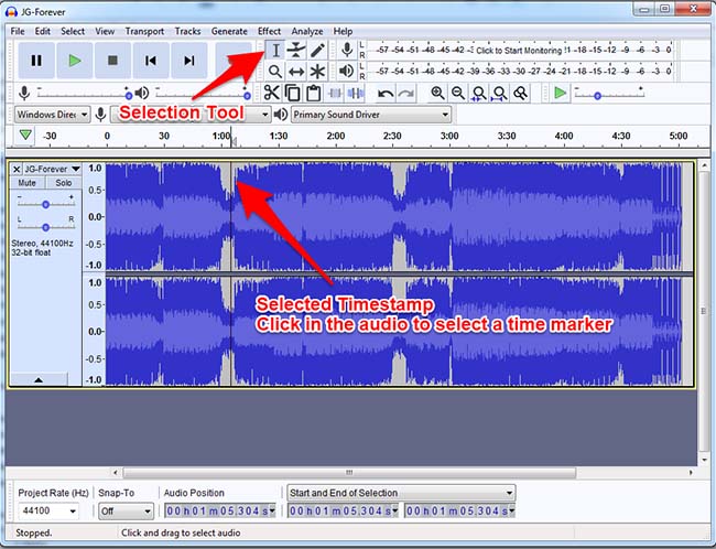 Audacity Selected Timestamp