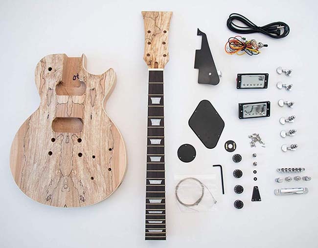 Spalted Maple Les Paul Guitar Kit Components